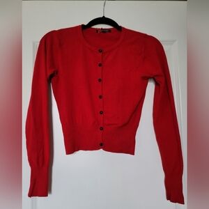 Hellbunny Knit Cardigan Cropped Sweater in Red Size Small